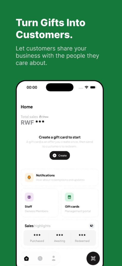 Treat business dashboard with sales highlights