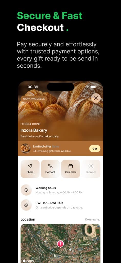 Treat business profile with gift checkout