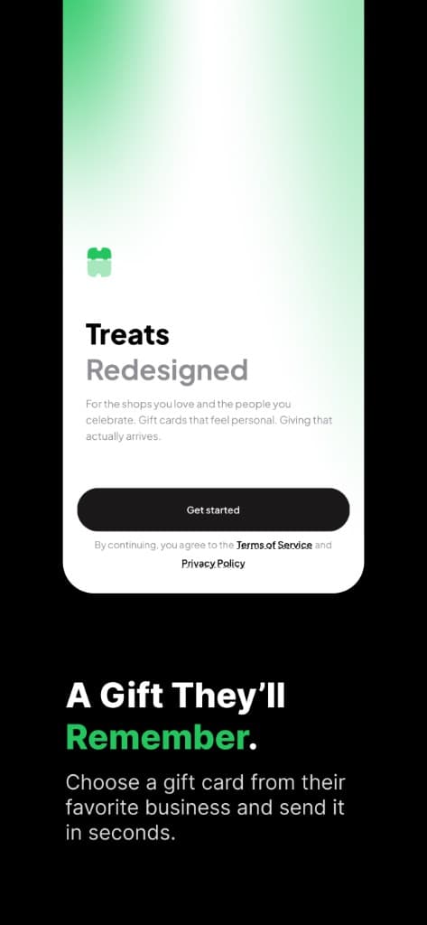 Treat welcome screen, Treats Redesigned
